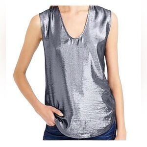 J. CREW Women’s Navy Blue Metallic Silver Front Tank Top  Size: Small